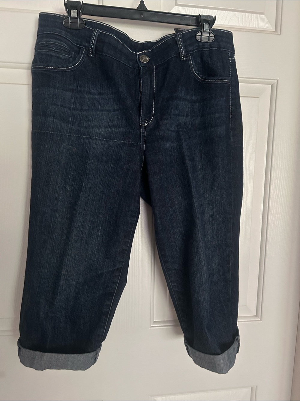 Dark Indigo Boyfriend Jeans Capri for Women